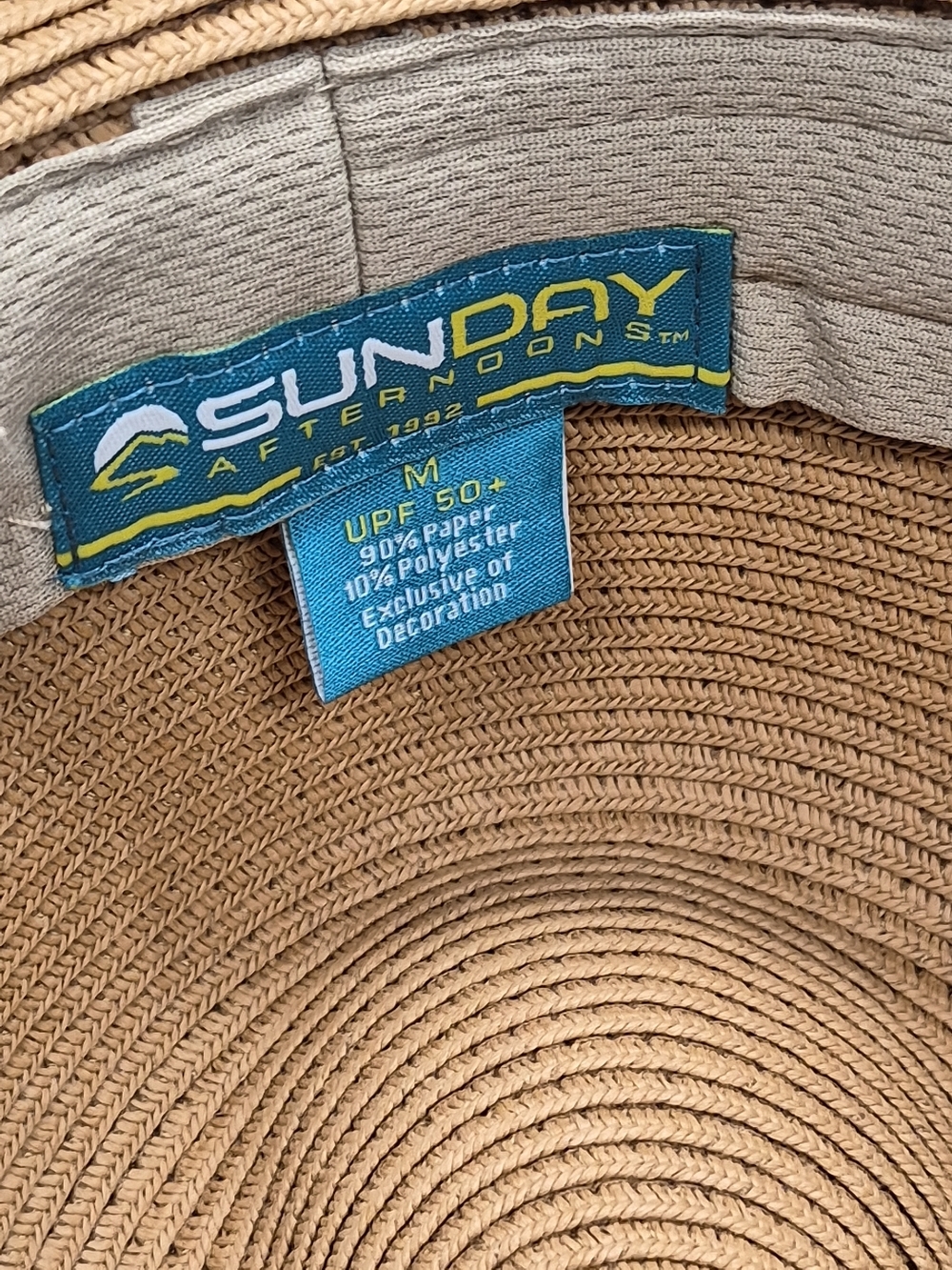 Sunday Afternoons Unisex Sun Hat Fedora Style UPF 50+ Tan Size Medium Paper/poly - Picture 8 of 10